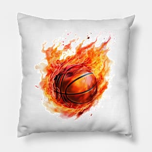 Flamming Basketball Watercolor Pillow