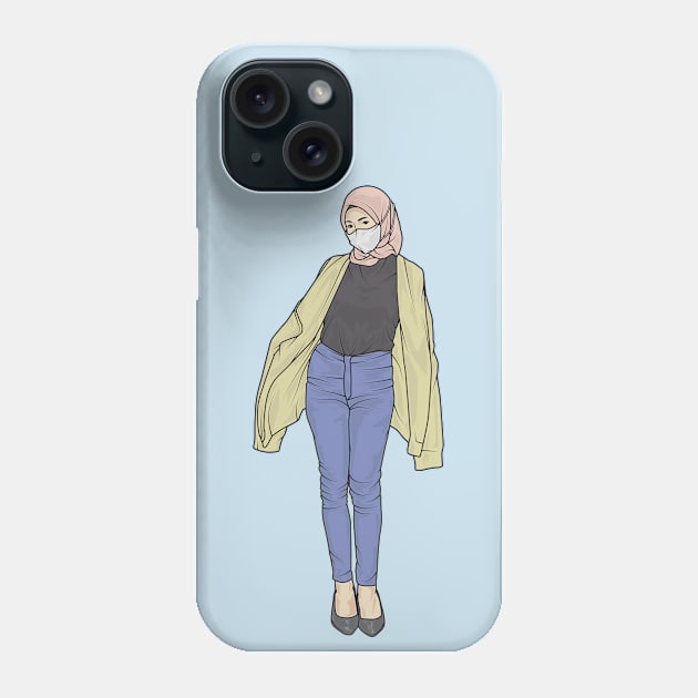 Hijab Gilr Yellow Jacket Phone Case by crissbahari