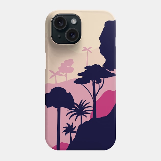 Blush Retro Tropical Palm Trees Phone Case by DesignIndex