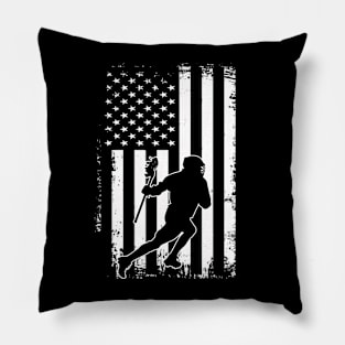 Lacrosse Player USA American Flag Pillow