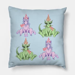 Party Hat Unicorns and Dragons Pillow