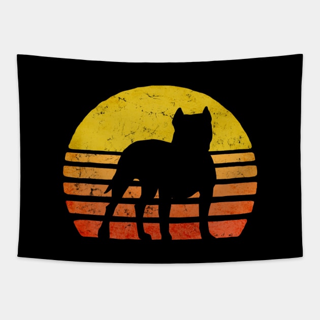 Retro Pitbull in Sunset Tapestry by Beltschazar