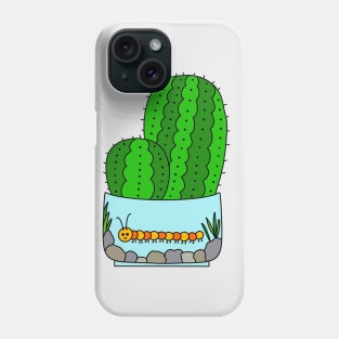 Cute Cactus Design #147: Prickly Pear Cacti In Cute Caterpillar Pot Phone Case