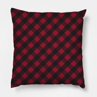 Rich Red and Black Check Gingham Plaid Pillow