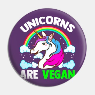 Unicorns Are Vegan Pin