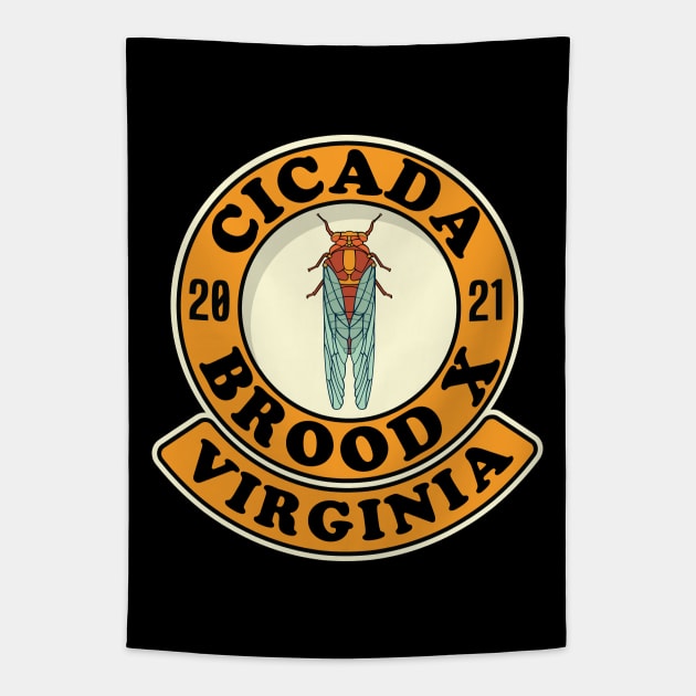 Cicada 2021 Brood X Virginia VA Tapestry by Huhnerdieb Apparel