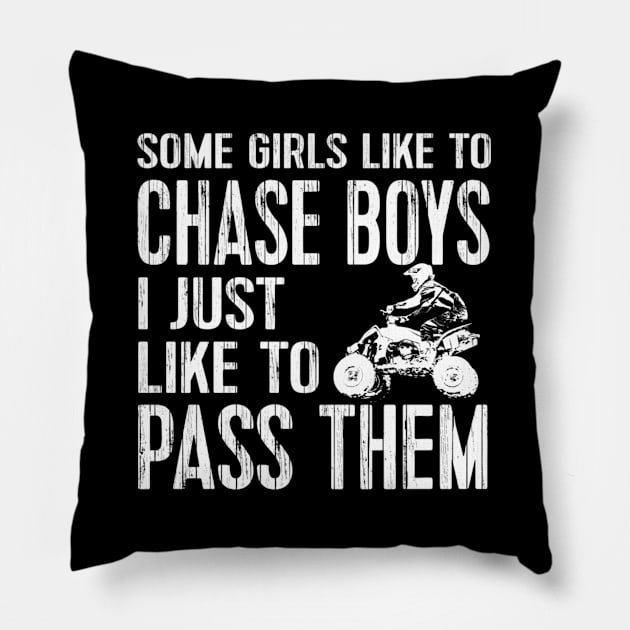 Ladies Quad Atv Utv 4 Wheeler Mudding Racing Chase Pillow by SnugFarm