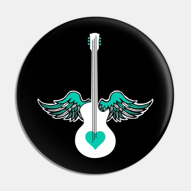 Flying Guitar Pin by WaywardMuse