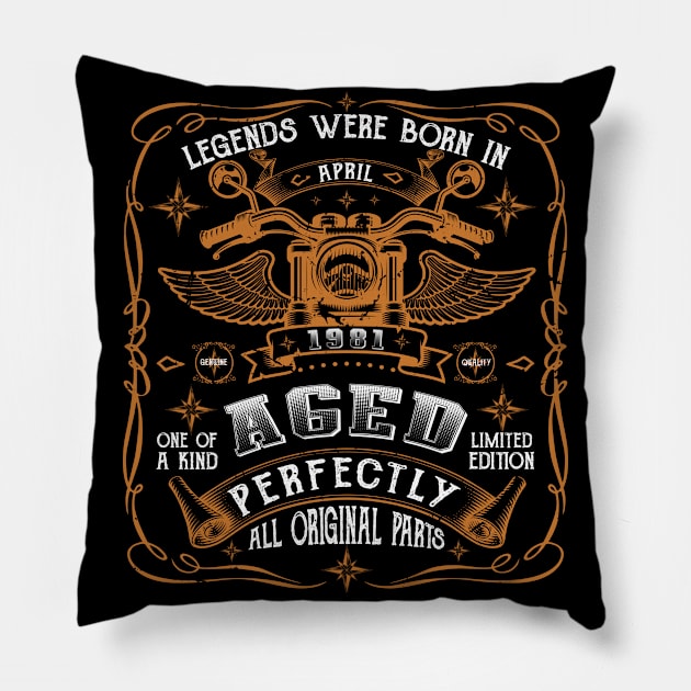 Legends Born In April 1981 40th Birthday Pillow by Cartine