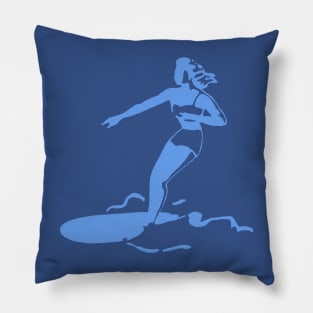 Retro Surfer Girl (Solid Graphic Design) Pillow