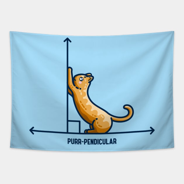 Purr-pendicular Kawaii Cute Cat Maths Tapestry by freeves