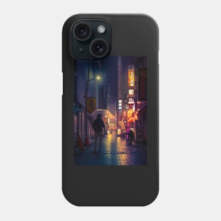 Neon Noir Street Reflecting the warm yellow and orange light from the bar area. Phone Case