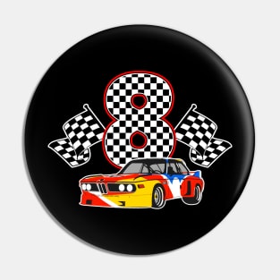 I'm 8 Let's Roll Car 8th Birthday Boys Kids 8 Year Old Pin