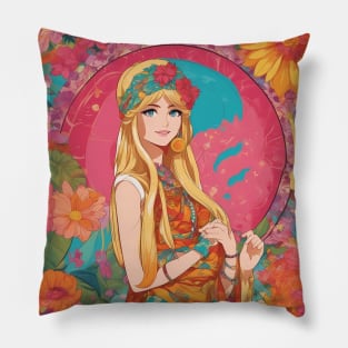 Anime Adventures  react anime girl bali style dress collorful Pillow