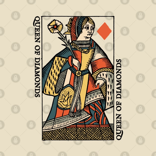 Classic Character of Playing Card Queen of Diamonds by KewaleeTee