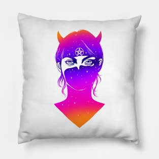 Girl with horns in the shadow. Demon girl Pillow