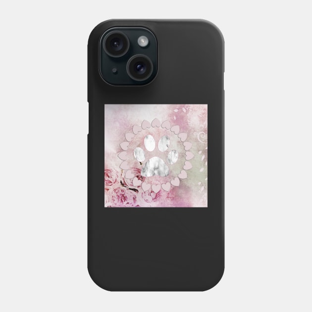 Dog Paw Print Hearts & Flowers Pink Pet Lover Floral Gift Phone Case by tamdevo1