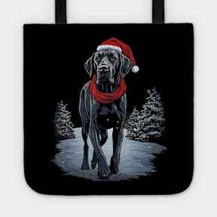 Cute Great Dane Christmas Lights Santa Hat Xmas Pajama Tote