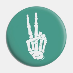 Made Wild " Hand Gesture ( Hand With Two Bones Fingers Up " ( Skeleton ) Pin
