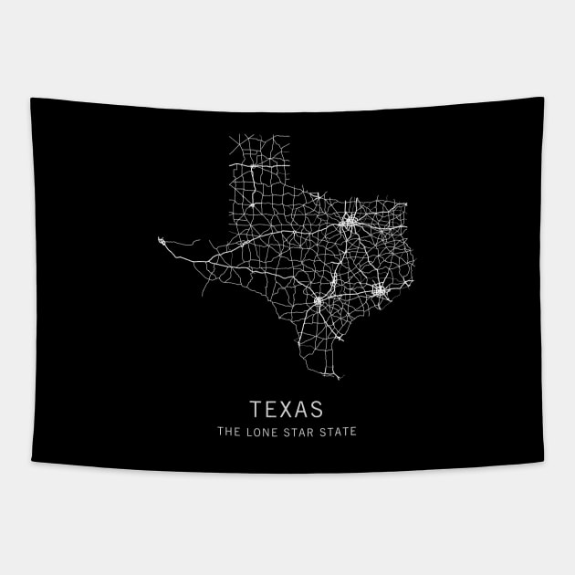 Texas State Road Map Tapestry by ClarkStreetPress