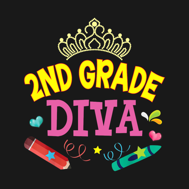 2nd Grade Diva Second Grader Princess Back To School Kid by FONSbually