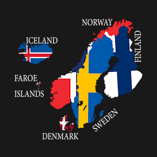 Scandinavia flags, Nordic countries maps, Northern Europe Flags T-Shirt