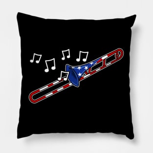 4th July Trombone USA Flag Trombonist Pillow