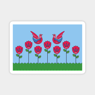 Mexican Flowers and Birds Folk Art Magnet