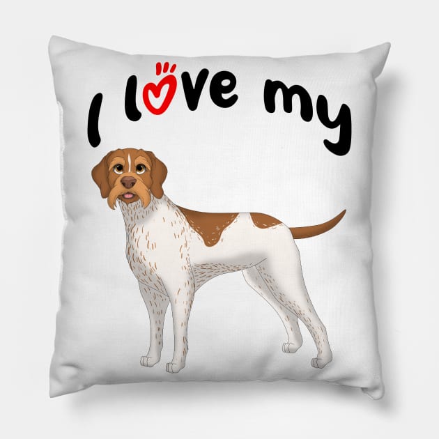 I Love My German Wirehaired Pointer Dog Pillow by millersye