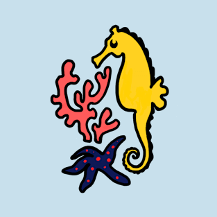 Seahorse and coral illustration T-Shirt