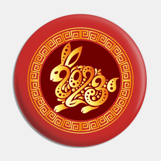 Chinese New Year 2023 - Year of the Yin Yan Rabbit Zodiac Pin by Gendon Design