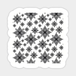 Black and White Flower Star Pattern Magnet