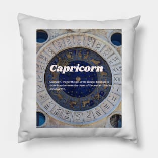 Capricorn Zodiac Roman Numeral Print Pillow