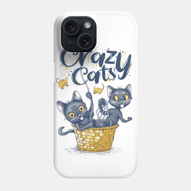 Cats playing with balls of yarn Funny T-shirt 2-04 Phone Case by ToddT