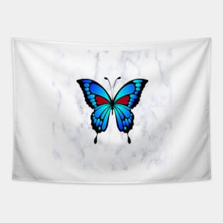 Butterfly Art Blue & Black with Red Hearts Gift of Butterflies Tapestry