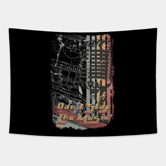 Retro Jazz Music Mic Tapestry by Funky Aviation