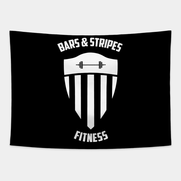 BSF Bars & Stripes Fitness Logo All White! Fitness Gym Tapestry TeePublic
