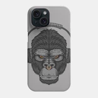Cartoon Gorilla Head with Headphones Phone Case