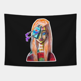orange hair yolly abstract Tapestry