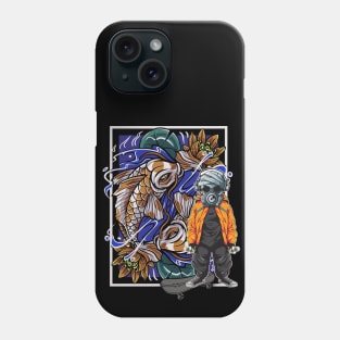 Sk8boarding Grafitti Sprayer In Japanese Koi Design Phone Case