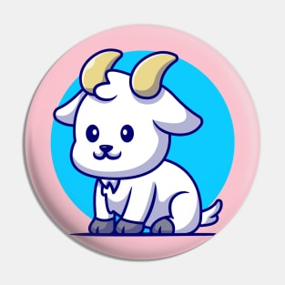 Cute Goat sitting Cartoon Pin