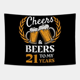 21st Birthday Gift Cheers And Beers Tapestry