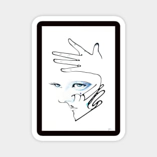 drawing female face Drawing Minimal Abstract Face Art Woman Leaves Magnet