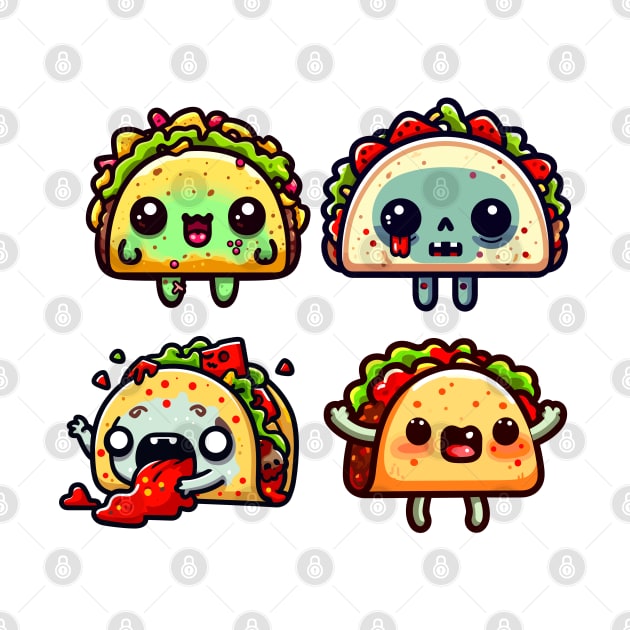 Funny Cute Kawaii Zombie Taco by hippohost