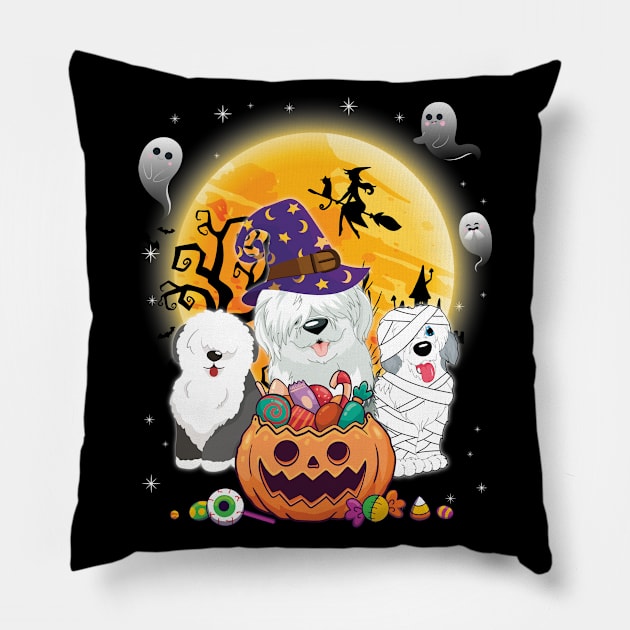 Sheep Dog Dog Mummy Witch Moon Ghosts Happy Halloween Thanksgiving Merry Christmas Day Pillow by joandraelliot