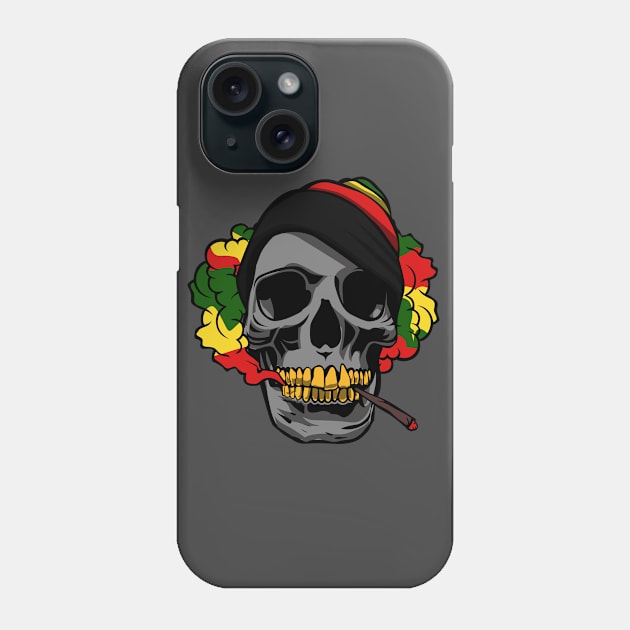 GRAY SKULL RASTA SMOKE Phone Case by Ganja Grip