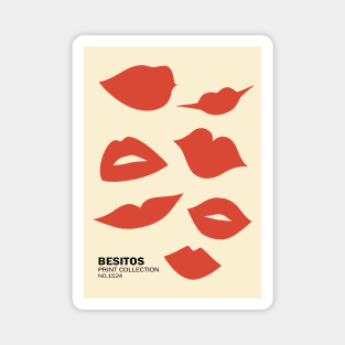 Red lips, Kisses art print, Retro poster, Posters aesthetic, Museum poster, Exhibition print Magnet