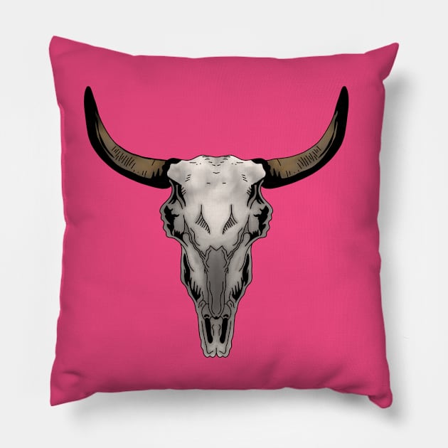 Long horn skull Pillow by LeeAnnaRose96