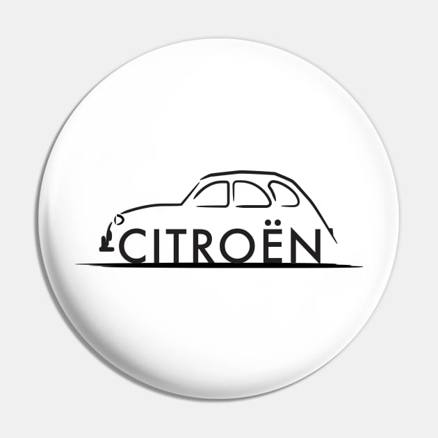 Citroen 2CV deux chevaux Black Pin by PauHanaDesign