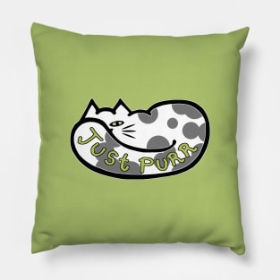 JUST PURR, Gray and White Cat Pillow